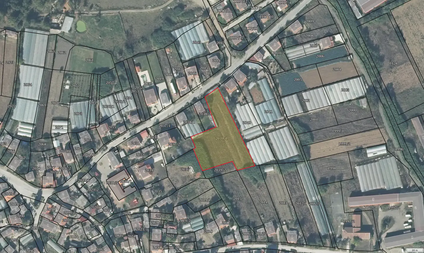 Кадастровая карта с участками 2039/1 и 2039/2 в Богородице